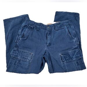 Duluth Trading Co Men 33x30 Navy Blue Relaxed Fit Fire Hose Cargo Work Pants